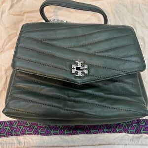 Tory Burch Dark Green Quilted Shoulder Bag